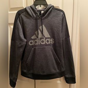 Adidas Black/dark grey fleece hoodie w/kangaroo pocket, women Size M